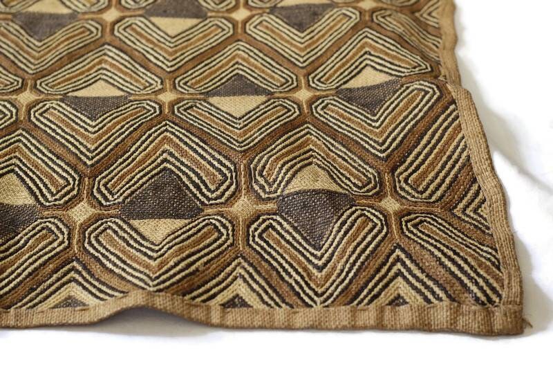 Unique print Kuba Clothe Wall Decor Housewarming gift. Can be used as Dining room table centerpieces. Raffia / Bogolan Home or Office decor