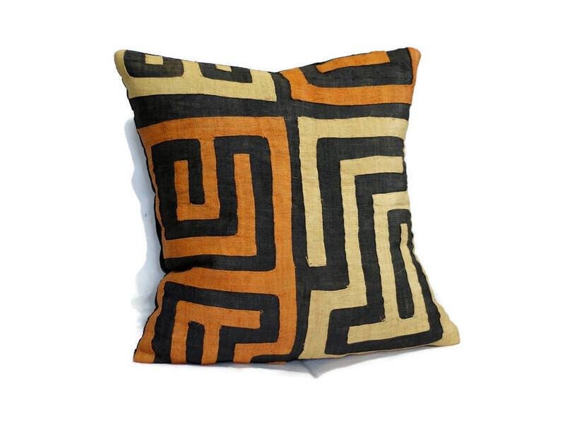 Handgewebter 19"-Kissenbezug/Kissenbezug aus Kuba-Stoff. Authentische Palmenfasern aus Kongo-Raphia. Heimdekoration, Weihnachtsgeschenke, weltweiter Expressversand