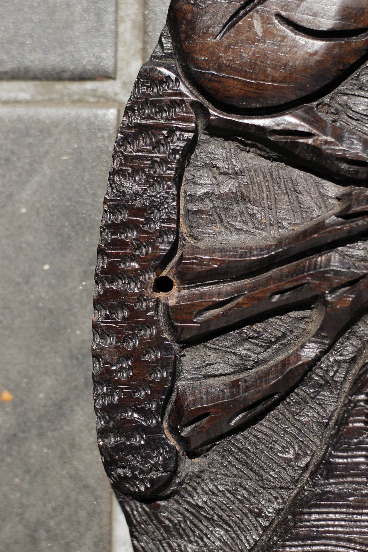 15" und 14" Afrikanisches Dorfleben Ebenholz Wanddekorplatte. Handgeschnitzter Wandbehang für Ihr Zuhause / Büro. Versandfertige Weihnachtsgeschenke