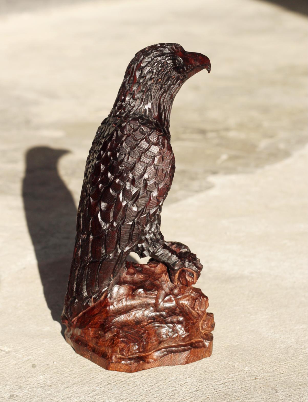 African Hawk Eagle Iron Wood Handcarved Zimbabwean bird for home decor. Ready to Ship African Art