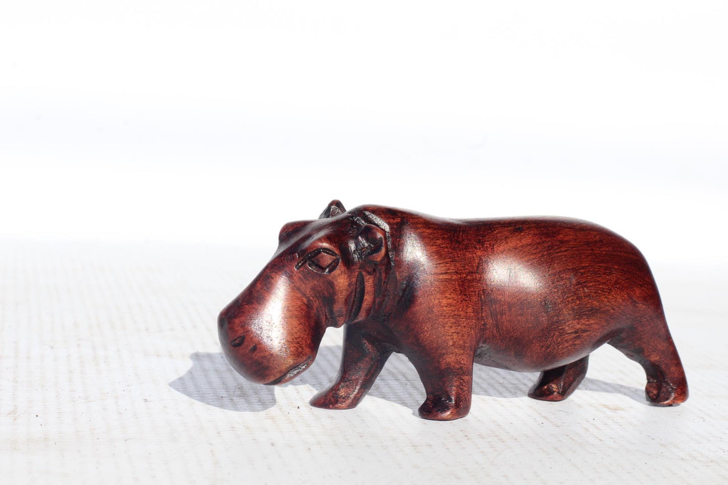 Set of 5 Carved Wooden Safari animals. Olive Wood Elephant, Hippo, Baboon, Rhino and Giraffe figurines. African Christmas gift ready to Ship