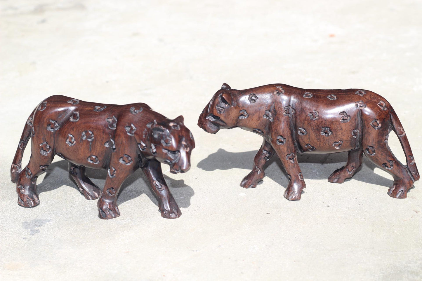Smooth hand carved Iron wood Leopard Sculpture. Malawian handcarved figurine. Unique handcrafted African animals gift. Ready to Ship