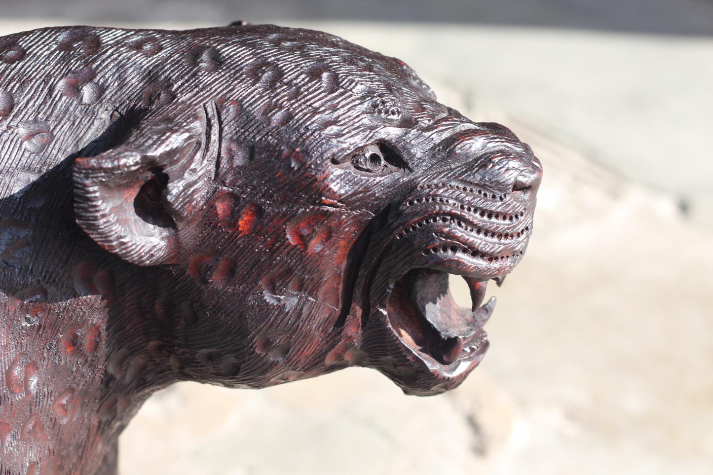 Fine Art Leopard Ironwood Handcarved Masterpiece. Zimbabwean Lifelike big cat gift. African Big Five Animals, 76×40×20cm Ready for Shipping