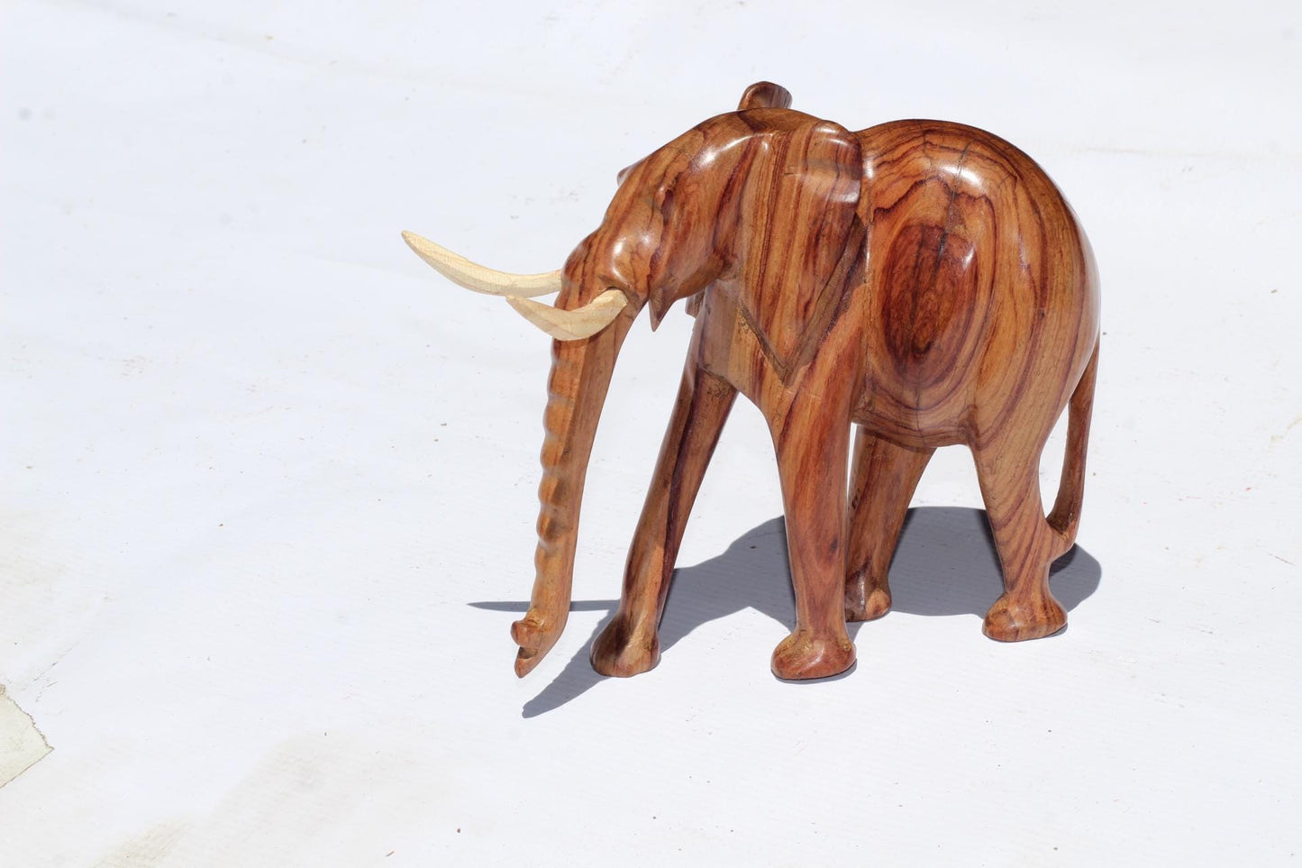 Zebrawood Elephant Figurines. walking smooth handcarved Wooden Sculptures. Unique African art Gifts for Home /office decor. Ready to Ship
