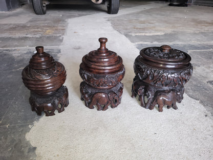 Custom Order Animal Theme Art Iron Wood Hand Carved Storage Bowl. Basin with African Big 5 animals and Tree Carvings. Ready to Ship