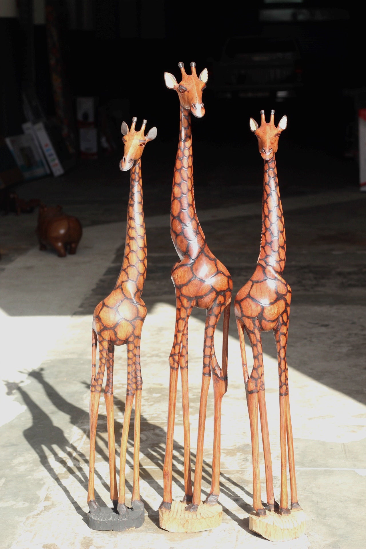 Custom Order for Belinda Dahan 103cm Tall Giraffe. Fine Art Olive Wood Burnt Giraffe standing figurine. Tall Zimbabwean Carved Art Sculpture. Home/office decor Unique African animals gifts