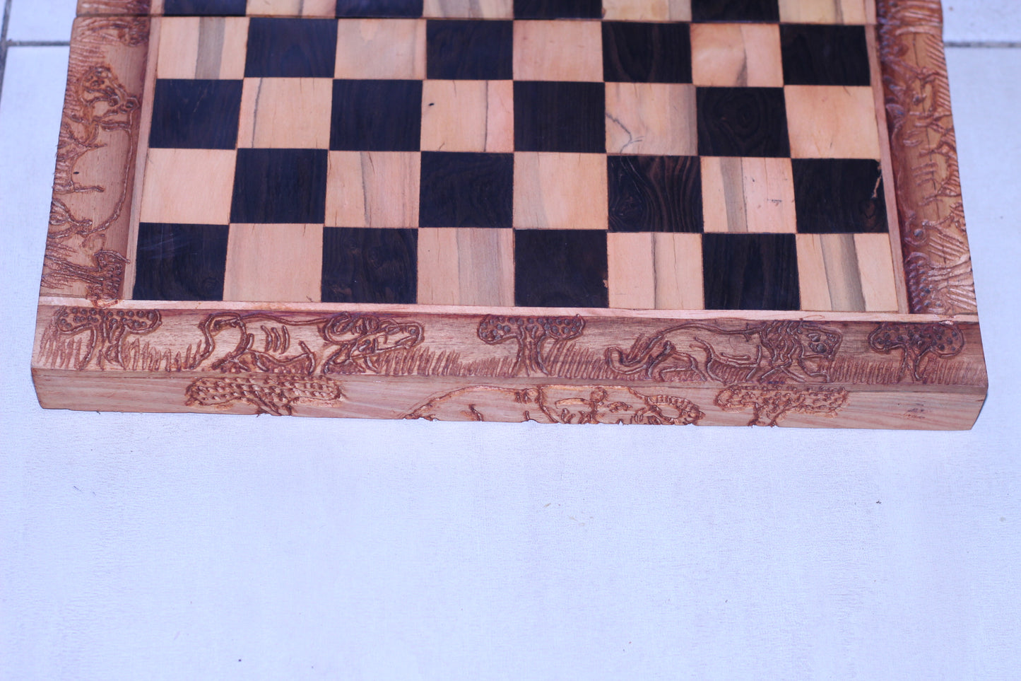 Custom Order for Danielle ,African Big Five Animals Themed Wooden Hand Carved Gaming board. Foldable