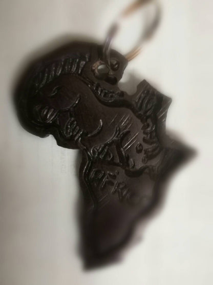 5x Iron Wood Carved African map keyholder, handcrafted wooden keyring, Handmade big five key chain art decorations South Africa. Unique gift