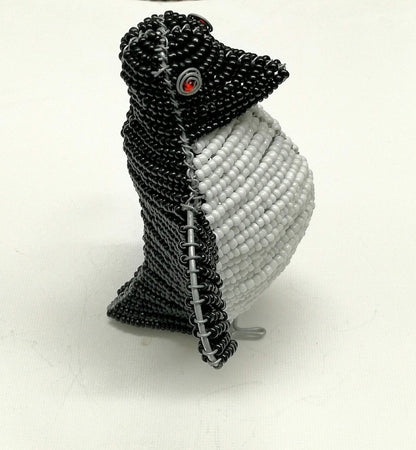 Penguins beads and wire figurines. Beaded African Handmade Artwork. Home or office Interior Decor, Express Shipping Worldwide