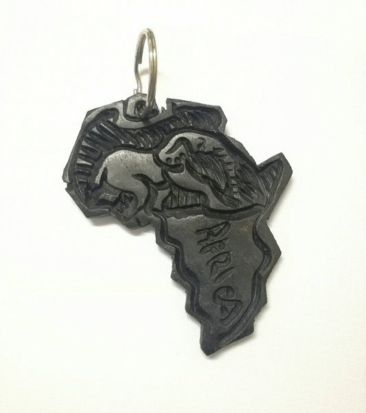 5x Iron Wood Carved African map keyholder, handcrafted wooden keyring, Handmade big five key chain art decorations South Africa. Unique gift