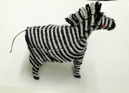 Set of Beaded Zebra wire figurines. Black & White Zebra stripes /Safari Decor. Handcrafted African birthday/Wedding thank you Gifts Artwork.