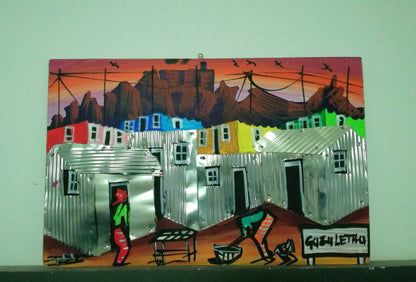 South African Townships Wall Art, Wall Decoration frames, 3D art South Africa. Painting on board !! SHIPPING WORLDWIDE!!, Unique gifts items