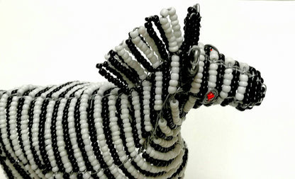 Set of Beaded Zebra wire figurines. Black & White Zebra stripes /Safari Decor. Handcrafted African birthday/Wedding thank you Gifts Artwork.