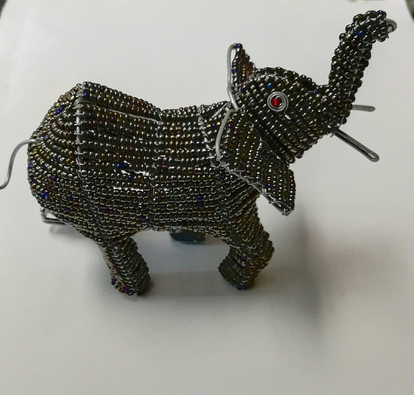 2 x Beads and wire Elephant, Beaded African animals decor, gifts from South Africa. 3D table display interior decor. Big Five Figurines