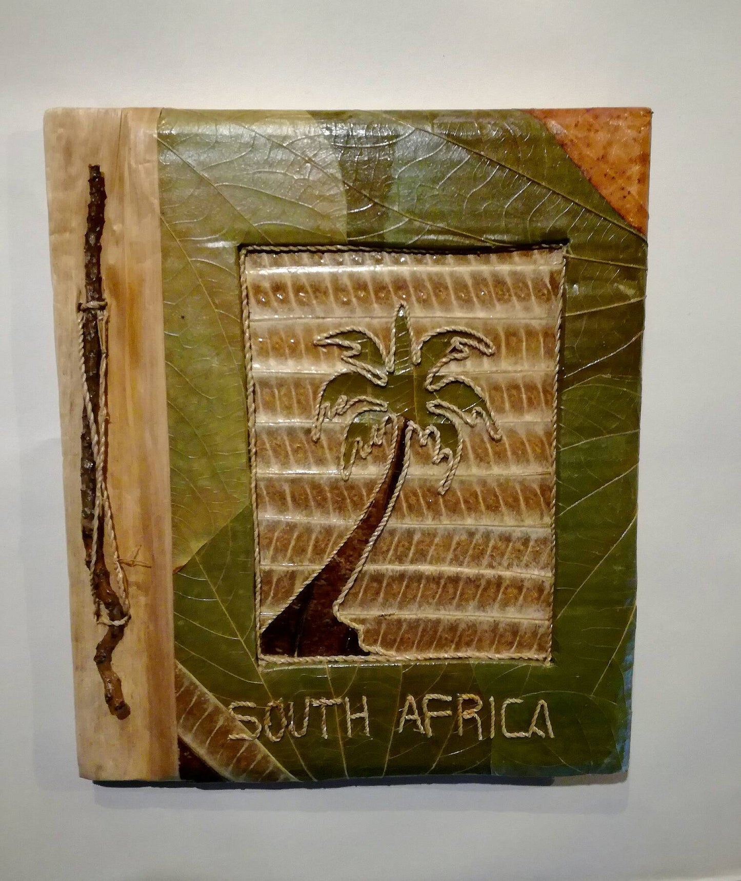 African Dried leaves Travel Journal, Palm tree themeDiary/Notebook art ±50pages. Vintage scrapbook. Handmade art Souvenir Christmas gifts