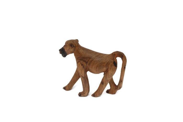 Olive wood Walking baboon, Carved African sculptures. African art wooden figurines. Monkeys interior decor Artwork. Unique gifts.