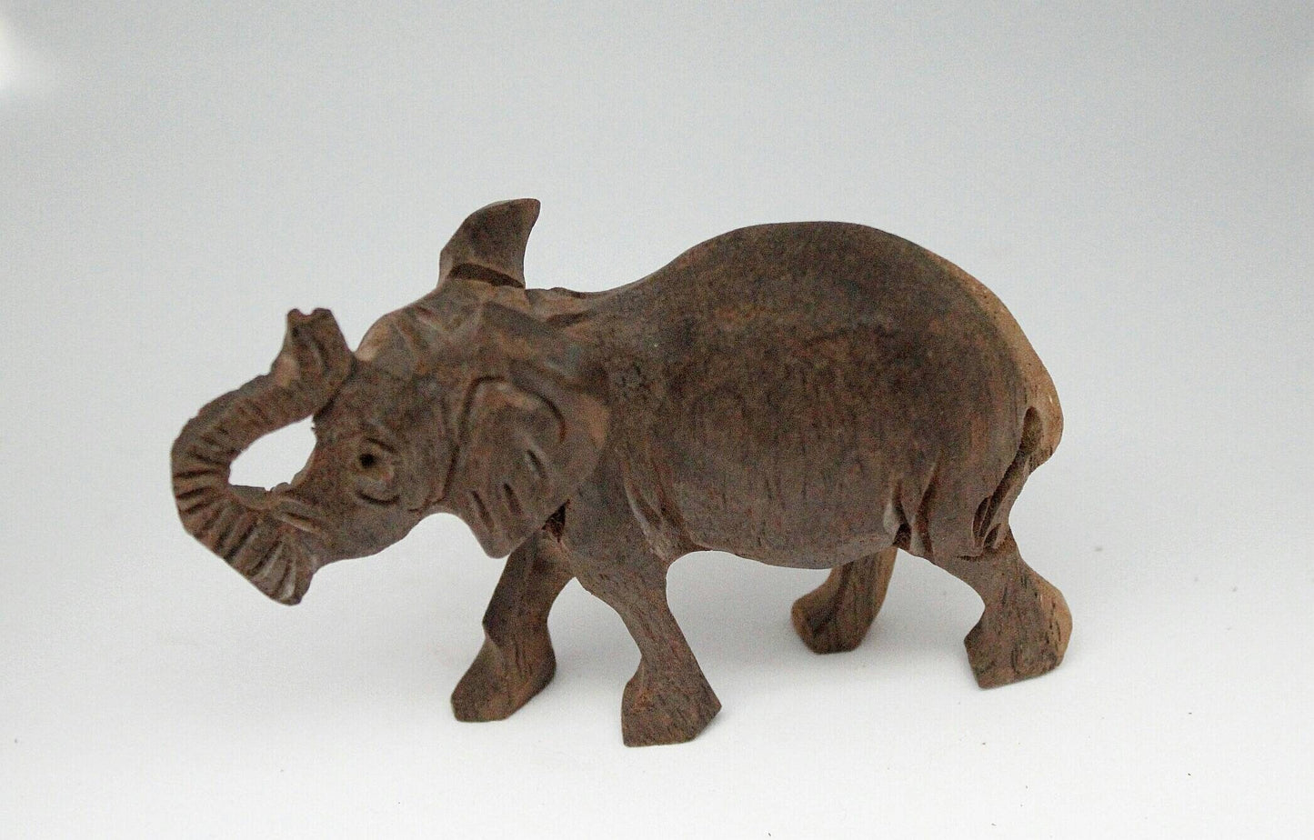 2 x Smooth Carved Elephant ironwood interior/Office Décor set. Unique African gifts. Walking and Trunk Up animals Artwork. Express Shipping