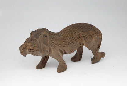 Set of 2 Hand Carved Animals lion deiron wood figurines. African hardwood walking male lion Sculptures. Unique handmade Gifts from Africa.