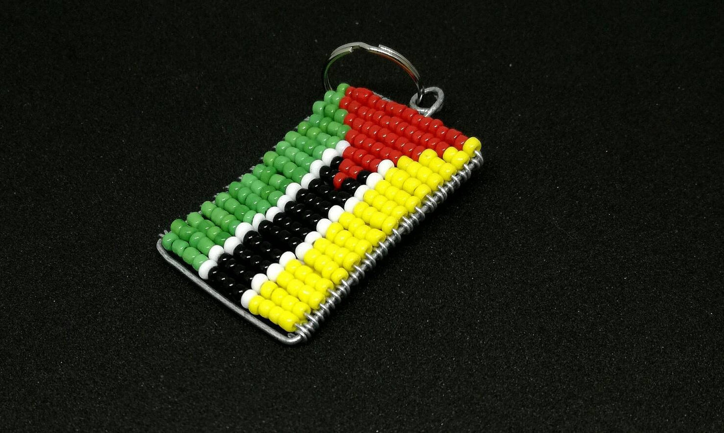 Set of 5 Mozambique Flag Beads and wire Zipper charm/ key holders. Your country flag 3x5cm (Approx). Theme party thank you gifts