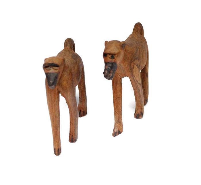 Olive wood Walking baboon, Carved African sculptures. African art wooden figurines. Monkeys interior decor Artwork. Unique gifts.