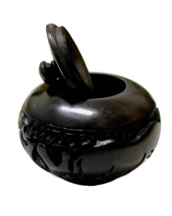 African Wooden Hand carved jewelry/ring box set. Ebony Wood with Rhino, Elephant, Tree Carvings. Can also store spices, Coffee, sugar Tea