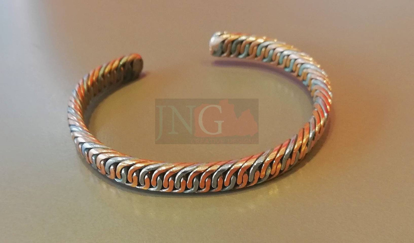 Set of 2 Iron and Copper bangle - Healing Bracelet - Braided African - Healing yet Stylish -Cuff Bracelets, birthday gifts for dad /Mom