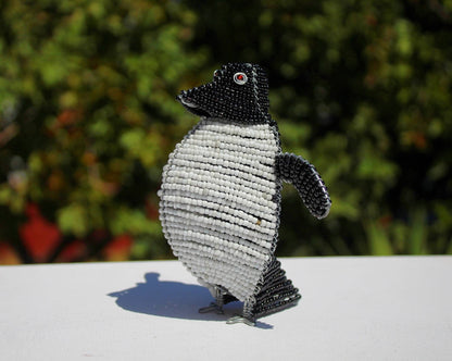 Penguins beads and wire figurines. Beaded African Handmade Artwork. Home or office Interior Decor, Express Shipping Worldwide