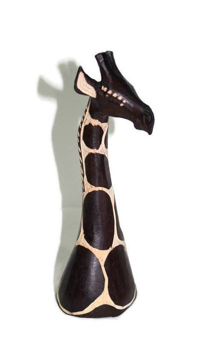 Giraffe neck and head Wood sculpture. Potassium Polished Jacaranda Wood figurines. Office/home table decor. African animals gifts for dad