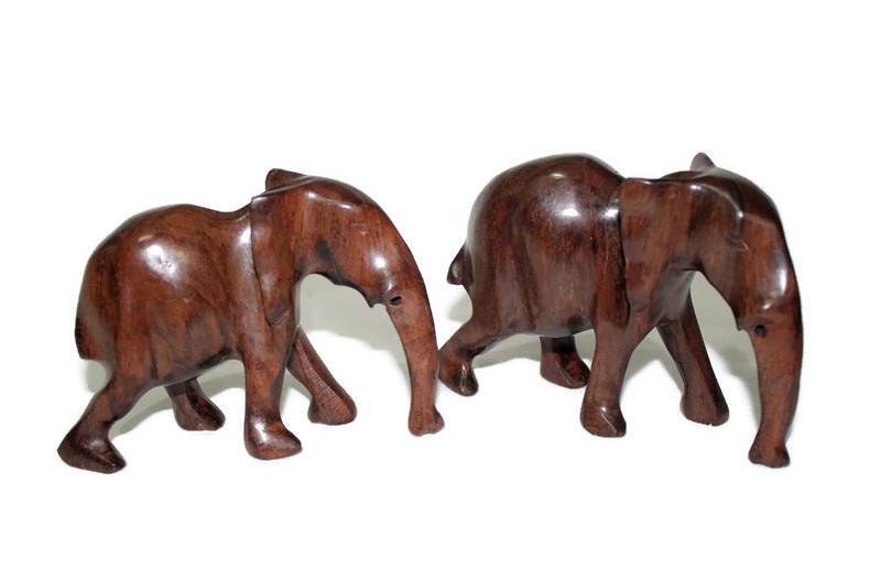 Mozambique style Ironwood elephant figurine. Unique smooth polished walking animal sculpture. Perfect African birthday/wedding gifts