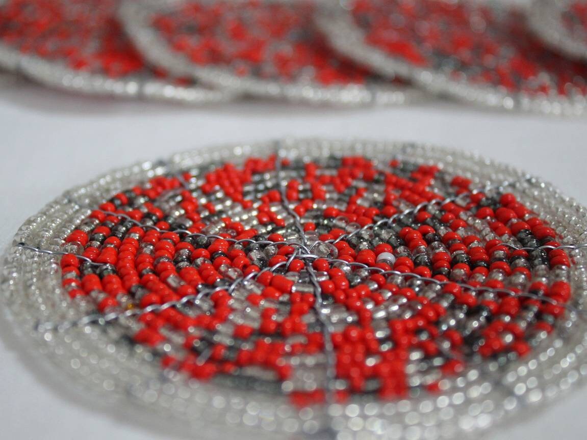 Coasters beads, Dining table centerpieces Set. Drink/Wine glass mats. South African Decor beaded Plate mats, Handmade unique Christmas gifts