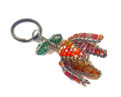 Set of 5 Beaded Protea flower keyholders. Mini 3-4cm Keyring by JNGcape. Beads and wire handmade African Art. Customized thank you gifts.