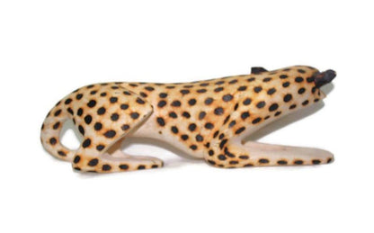 Ambush Wood Cheetah figurine. Olive wood spotted hand carved Wooden Sculptures. African art Safari Decor. Express Shipping Worldwide