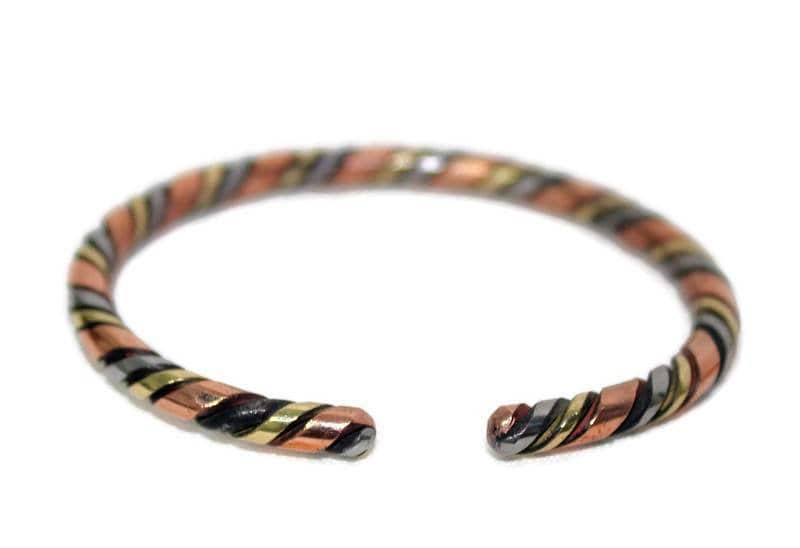 2x Round Spiral Trio Wire bracelet. Copper, Brass and Steel twisted Cuff bracelet. Express Shipping by JNGcape. Unique gift items