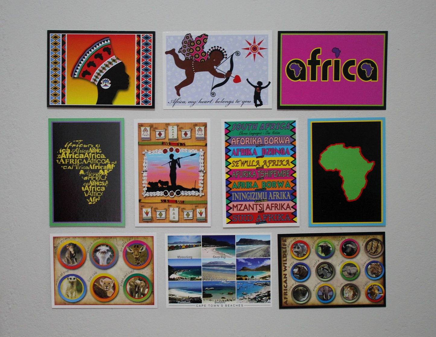 A6 South African Postcards. Animals, Languages, Landscape, and Culture on these unique printed gift cards. Cannot ship alone, add to order