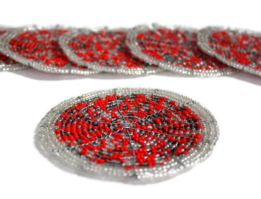 Coasters beads, Dining table centerpieces Set. Drink/Wine glass mats. South African Decor beaded Plate mats, Handmade unique Christmas gifts