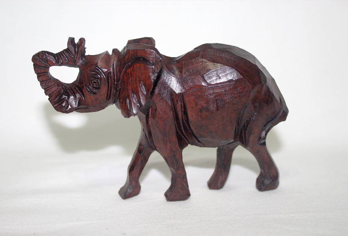 Ironwood Carved Big Five Animals mini figurines. Set of 5 standing lifelike Sculptures. Zimbabwean style brown hardwood art. Unique gifts