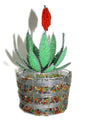 Beaded Aloe Vera plant on a Colourful beads and wire handmade African vase. Unique Hand crafted Christmas gifts. Vase can be customized