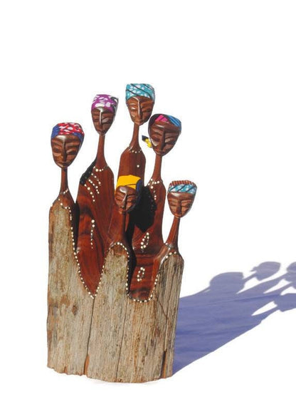 Mozambiquean Elle Sandalwood Women art Interior Decor Sculptures. Brown hand carved  figurines. Housewarming gifts from South Africa.