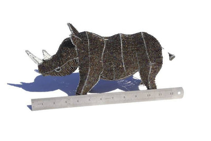 Lifelike Rhino Figurine made during the Lock Down. Mosaic mix colored Stay at Home project. Detailed Decor sculpture, Ready to ship Gifts