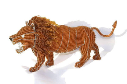 Mature Lion Beaded Handmade Figurine by Job Guwhe. One of a kind Masterpiece 3D version. Collectors and perfect Wedding or Birthday Gift.