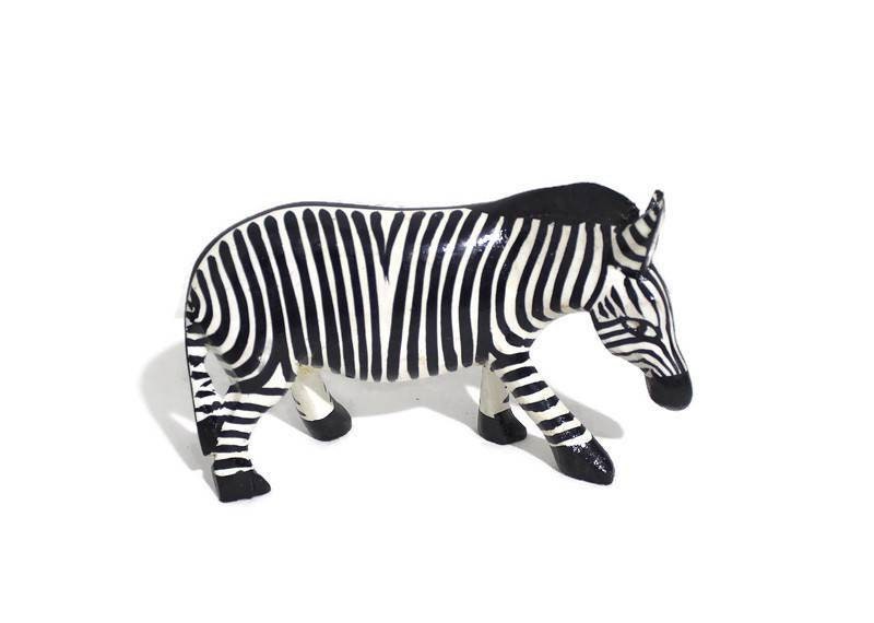 Black and White Carved Olive Wood Zebra Figurines. Lifelike painted African Animals Art Sculptures. Birthday /Wedding Gifts Ready to Ship