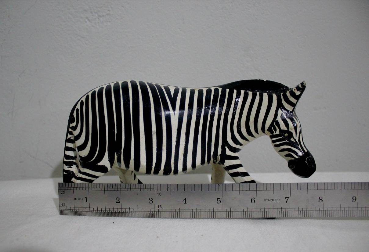 Black and White Carved Olive Wood Zebra Figurines. Lifelike painted African Animals Art Sculptures. Birthday /Wedding Gifts Ready to Ship