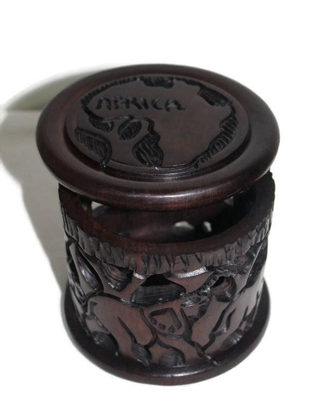 Ebony wood Table Coasters Set and Box with the African Big Five Animals Carving on. Mothers day and Birthday Gifts Ready to Ship.