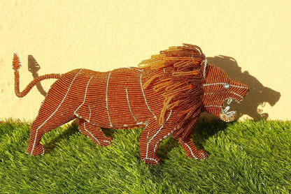 Mature Lion Beaded Handmade Figurine by Job Guwhe. One of a kind Masterpiece 3D version. Collectors and perfect Wedding or Birthday Gift.