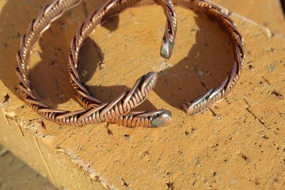 Set of 2 Braided Copper Bracelets. Unique African jewelry /Wire Bangles. Birthday gifts Ready to Ship Worldwide.