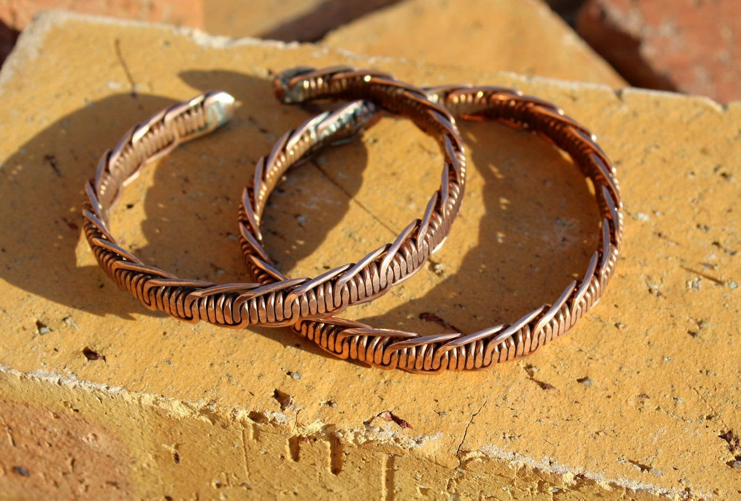 Set of 2 Braided Copper Bracelets. Unique African jewelry /Wire Bangles. Birthday gifts Ready to Ship Worldwide.