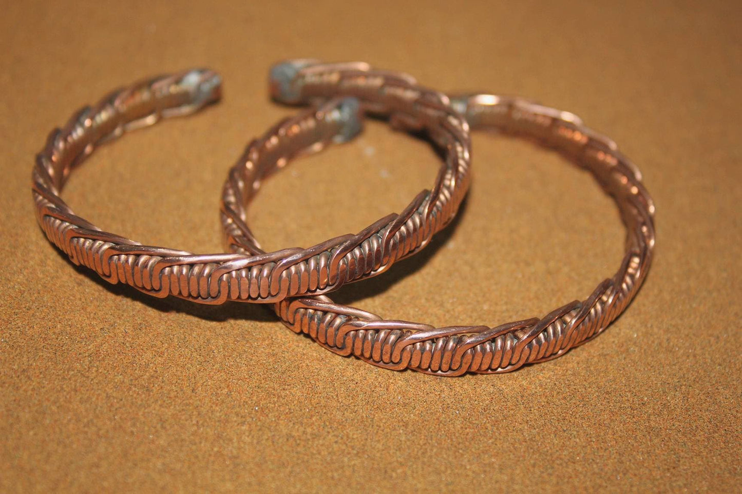 Set of 2 Braided Copper Bracelets. Unique African jewelry /Wire Bangles. Birthday gifts Ready to Ship Worldwide.