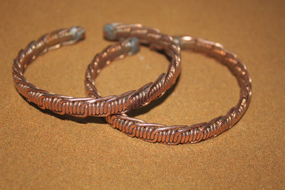 Set of 2 Braided Copper Bracelets. Unique African jewelry /Wire Bangles. Birthday gifts Ready to Ship Worldwide.