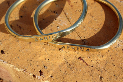 Brass cuff Brass bracelets set of 2 written Africa. Unique African Jewelry Gifts Express Shipping Worldwide. Thanks for gifts