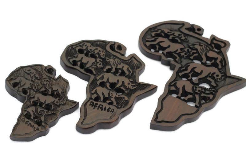 Ebony wood Big Five Carved African Map wall hanging. Hand carved polished Wall Decor Map. Wildlife /Safari Themed African Maps. Big 5 Gifts